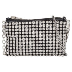 Alexander Wang Black/Silver Leather Nano Crystals Heiress Chain Clutch