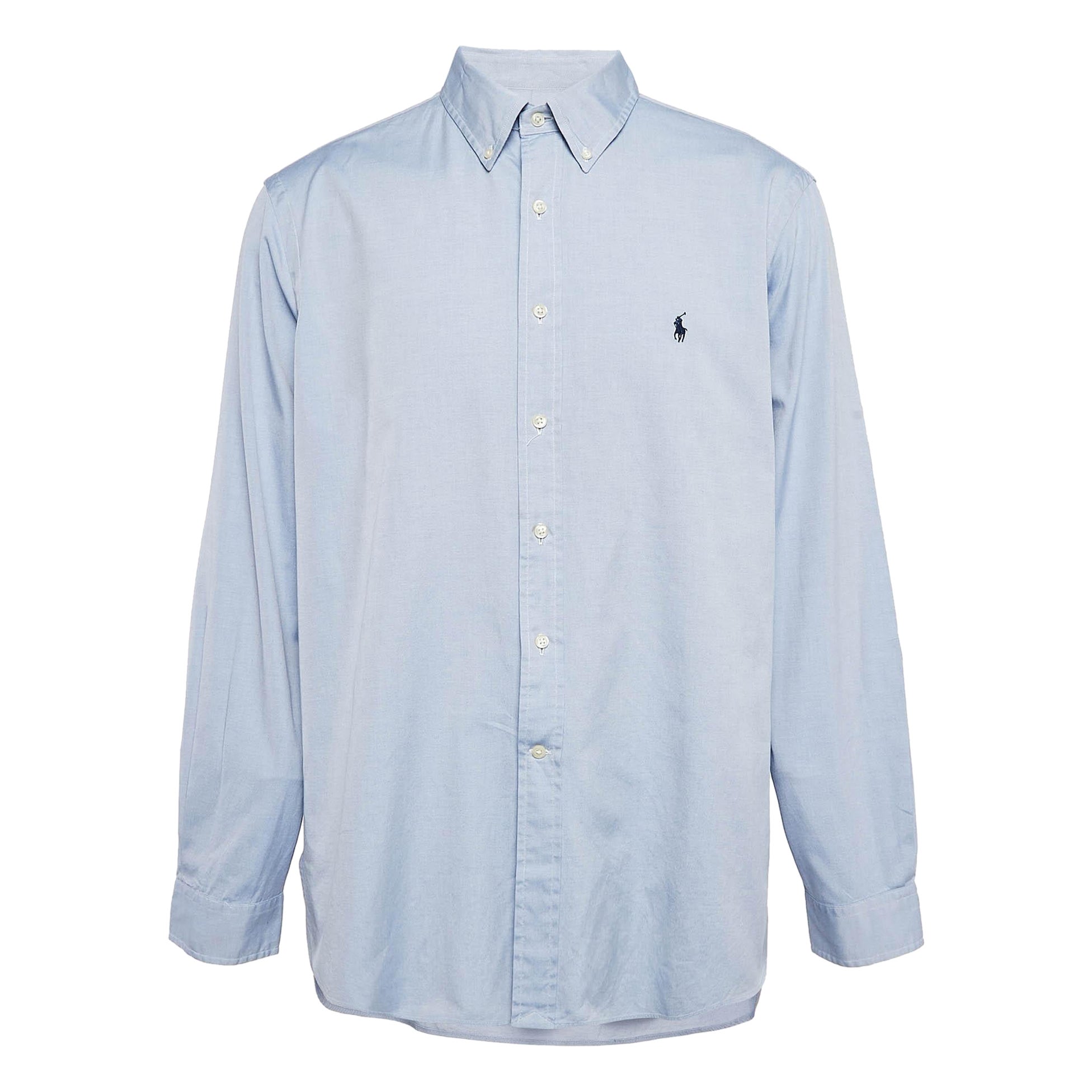 Ralph Lauren - Camicia a maniche lunghe in cotone blu XXXL