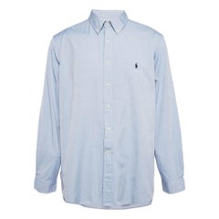 Ralph Lauren Camisa azul de algodón de manga larga XXXL