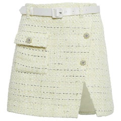 Self-Portrait Yellow Bouclé Belted Mini Wrap Skirt S