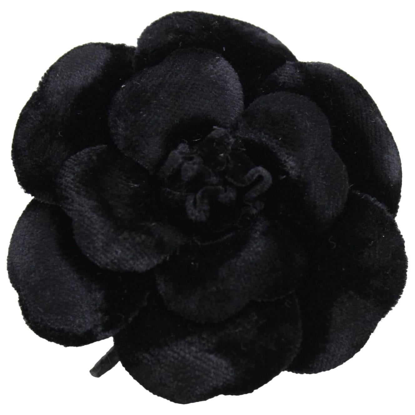 Chanel Vintage Black Velvet Camelia