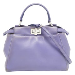 Fendi Lilac Leather Mini Peekaboo Top Handle Bag