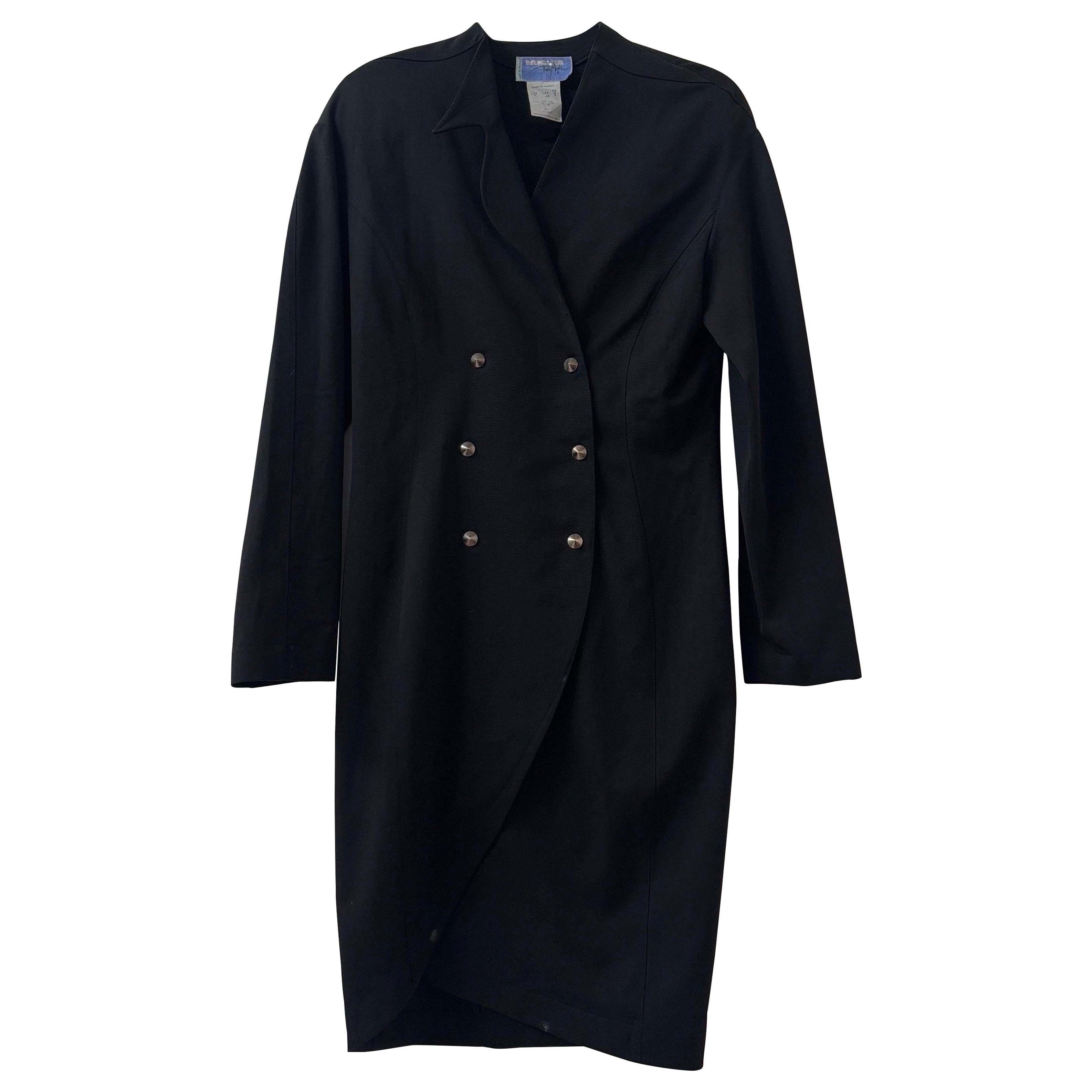 Vintage Thierry Mugler Black Wool Tailored Jacket For Sale