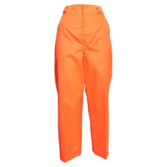 Prada Florescent Orange Synthetic Loose Fit Pants M