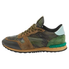 Valentino Multicolor Camouflage Leather and Canvas Rockrunner Sneakers Size 44