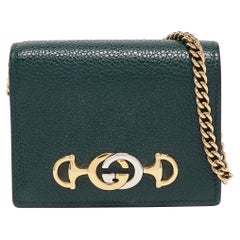 Gucci Green Leather Zumi Wallet On Chain