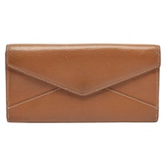 Cartier Brown Leather Le Must Envelope Trifold Wallet