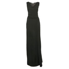 Moschino Cheap and Chic Maxi Vestido de punto negro con detalle fruncido S