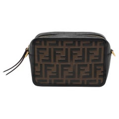 Fendi Black/Brown FF Embossed Leather Mini Camera Crossbody Bag