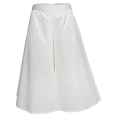 Marni White Cotton Inverted Pleat Midi Skirt M