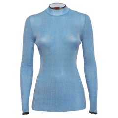 Missoni Top a collo alto a coste in lurex blu M. I.