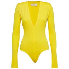 Alexandre Vauthier Body de punto elástico amarillo con cuello en V S
