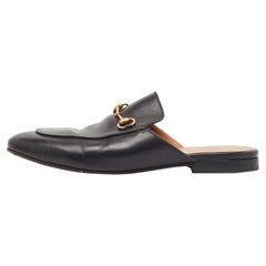 Gucci Black Leather Princetown Flat Mules Size 39