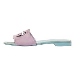Gucci Purple Suede Interlocking G Flat Sandals Size 39.5