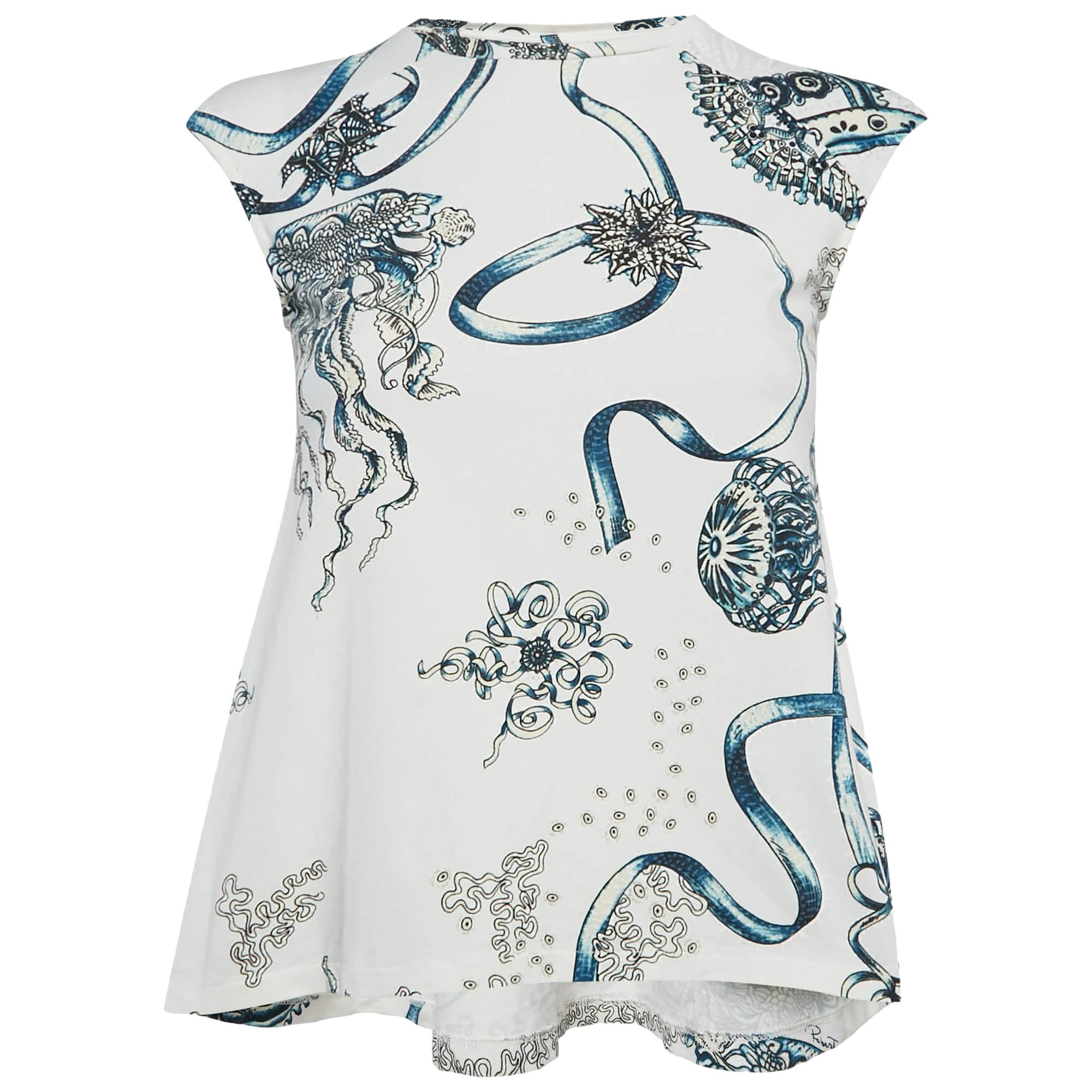 Roberto Cavalli White Jelly Fish Print Jersey T-Shirt 10Yrs For Sale