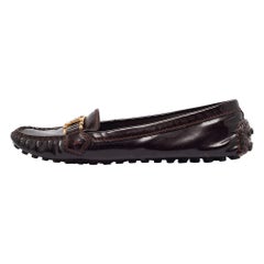 Louis Vuitton Burgundy Patent Leather Oxford Loafers Size 40