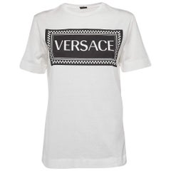 Versace White Logo Print Cotton T-Shirt S