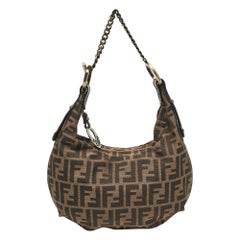 Fendi Tobacco Zucca Canvas and Leather Chef A Link Hobo
