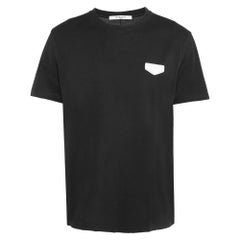 Givenchy - Maglietta nera in cotone e pelle con dettaglio patch XL