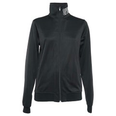 Givenchy Schwarz Synthetisches Logo besticktes Kragen Reißverschluss vorne Jacke M