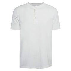 Tom Ford White Jersey Buttoned Crew Neck T-Shirt XXL