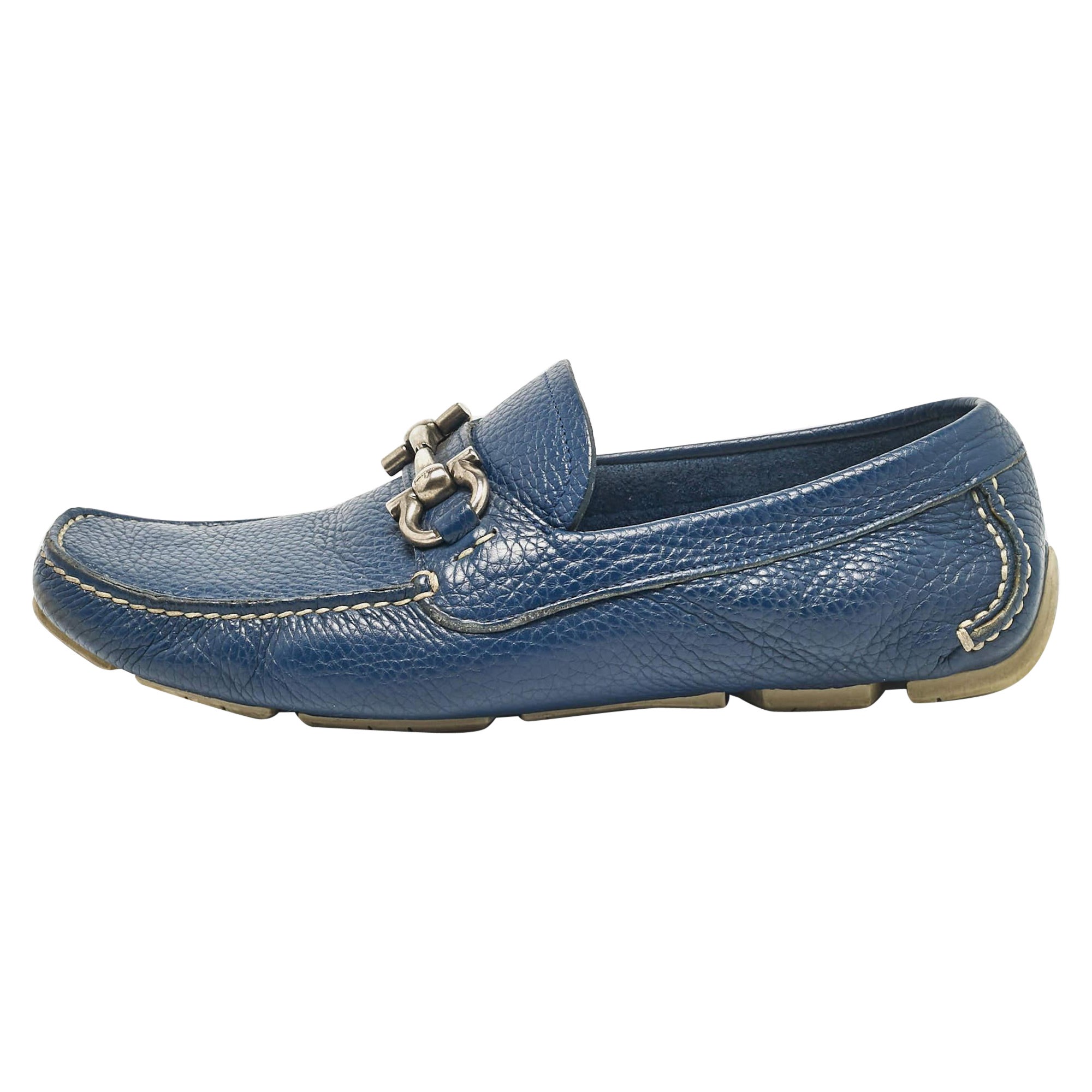 Salvatore Ferragamo - Mocassins Paris en cuir bleu, taille 39,5