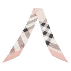 Burberry Pink Vintage Checks Silk Bandaeu Scarf