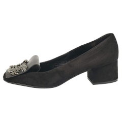 Valentino Schwarze Wildleder Pumps mit Kristallverzierung und Blockabsatz aus Wildleder Größe 40