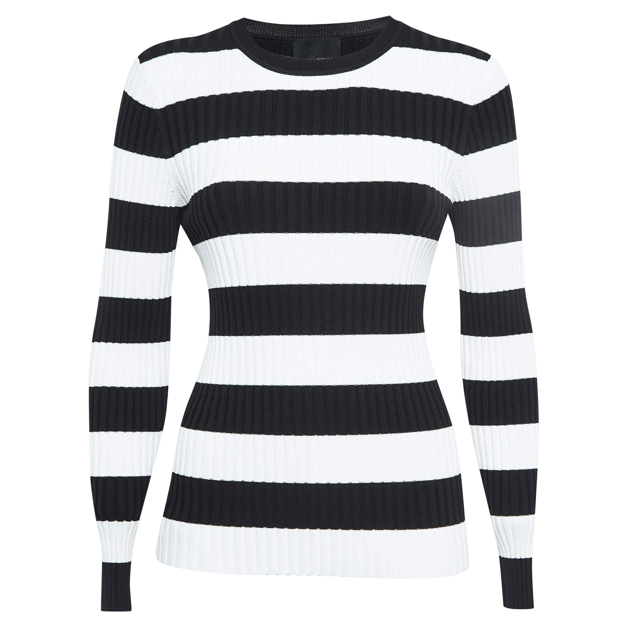 Cynthia Rowley Schwarz/Weiß gestreifter Pullover mit vollen Ärmeln M