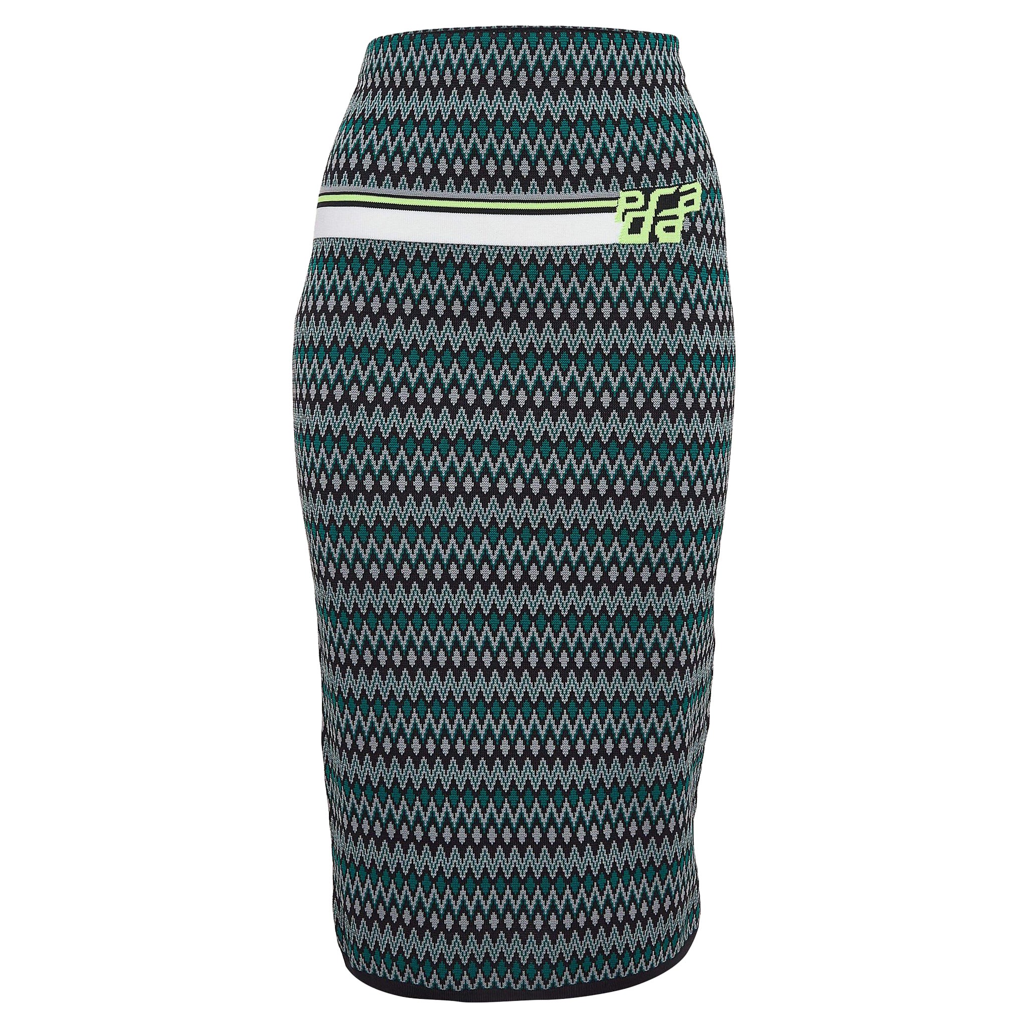 Prada - Jupe mi-longue en maille à motifs chevron - Greene & Greene M-One M en vente