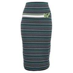 Gonna midi in maglia con motivo Chevron verde di Prada M. I.