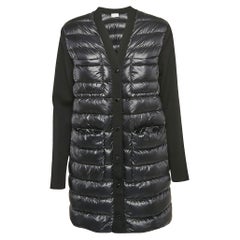 Moncler Black Synthetic and Knit Button Down Cardigan S