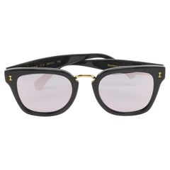 Illesteva Positano Black/Rose Gold Mirrored Frame Wayfarer Sunglasses