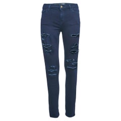 Love Moschino Navy Blue Ripped Denim Skinny Jeans M Waist 29"