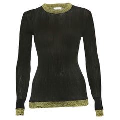 Ganni - Maglia girocollo a coste nere testurizzate - S