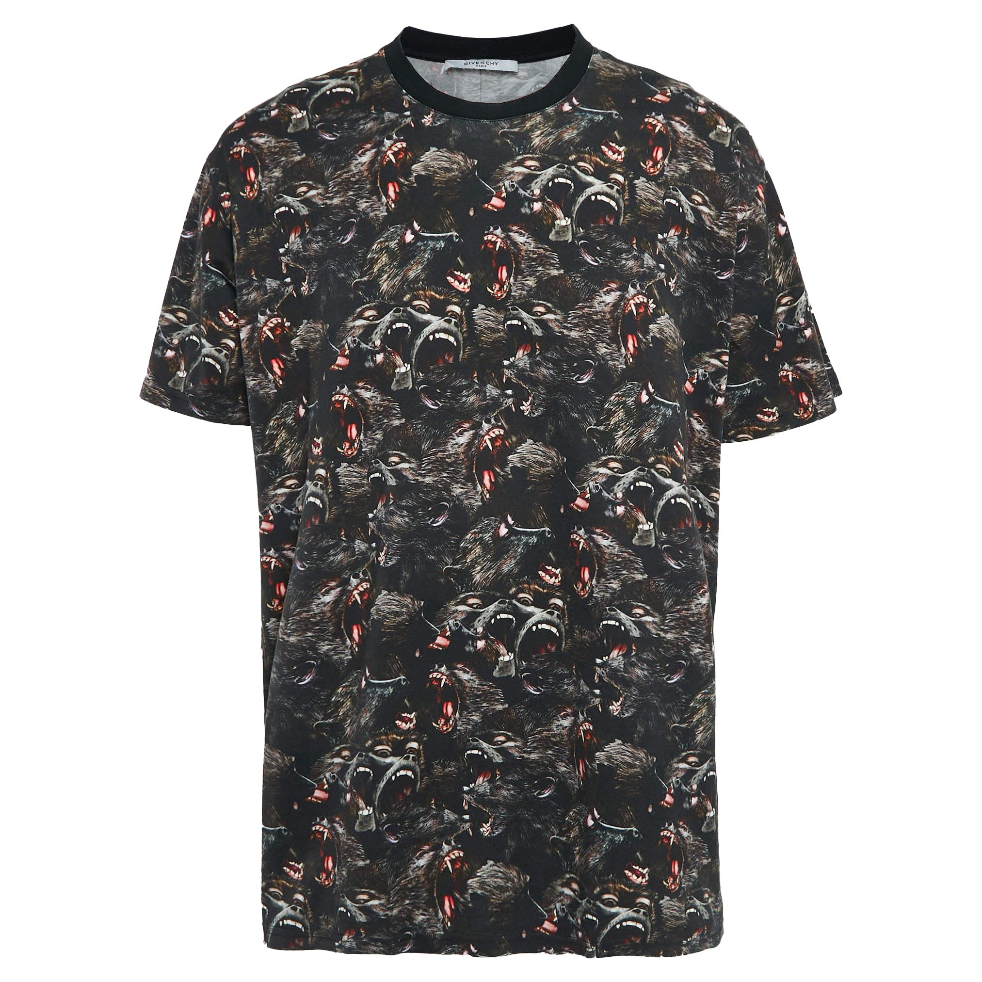 Givenchy - Maglietta girocollo in jersey con stampa babbuini nera M. T. I.