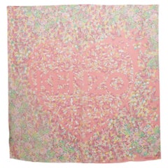 Sciarpa quadrata in seta con stampa floreale rosa di Kenzo