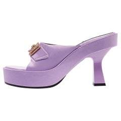 Versace Purple Satin Medusa Mules Size 38