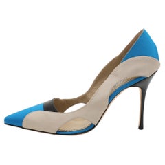 Manolo Blahnik Multicolor Satin Cut Out Pumps Size 40
