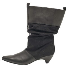 Stella McCartney Blck Canvas Kunstleder spitz zulaufende Stiefeletten in Knöchellänge Größe 36