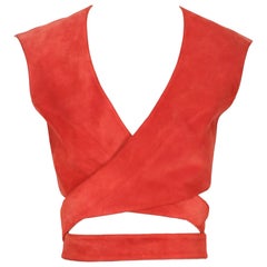 Vintage 1983 AZZEDINE ALAIA suede wrap RUNWAY top