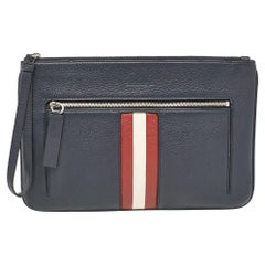 Marsupio con zip in pelle blu navy di Bally