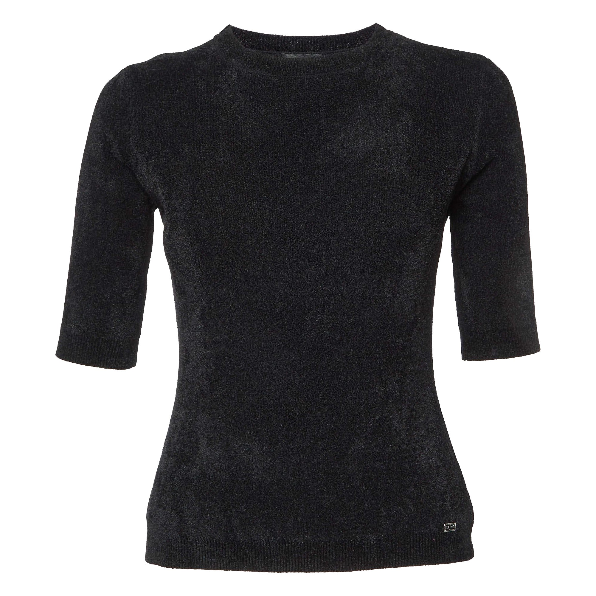 Elisabetta Franchi Pull à col rond en tricot noir M.