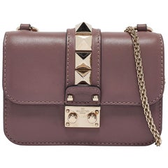Valentino Mauve Leder Mini Glam Lock Umhängetasche mit Klappe