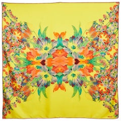 Kenzo Yellow Floral Print Silk Scarf