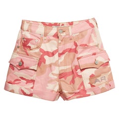 Alessandra Rich Pink Camouflage High-Rise Denim Shorts M