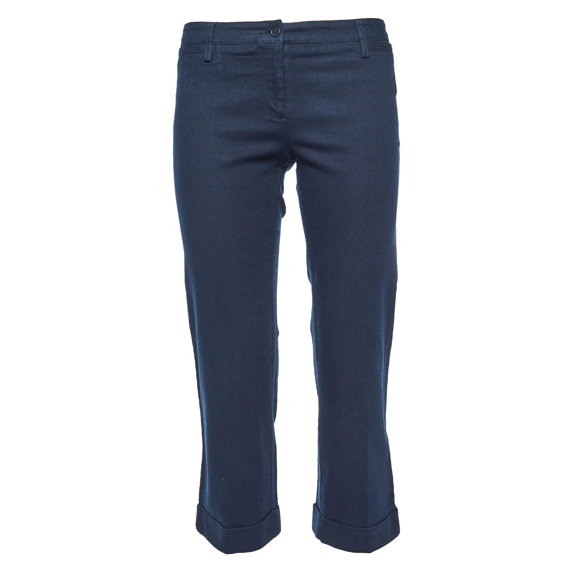 Dolce & Gabbana Marineblaue Baumwoll-Capri-Hose M