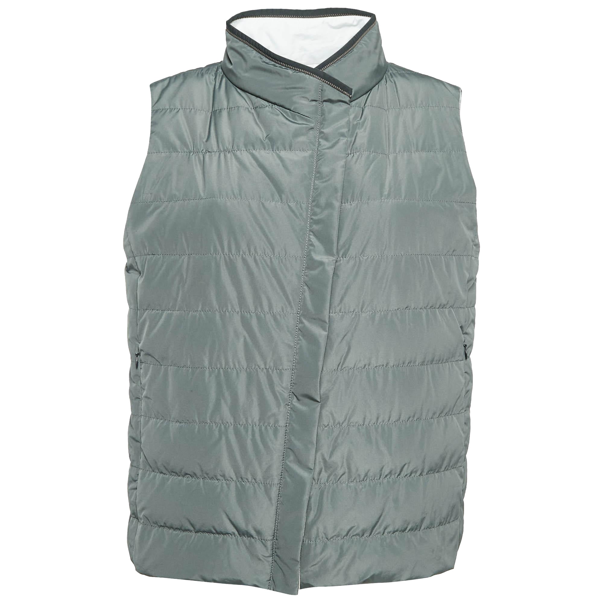 Brunello Cucinelli - Gilet en duvet synthétique gris L