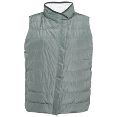 Brunello Cucinelli Graue Synthetische Puffer-Daunenweste L