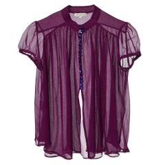Etro Purple Chiffon Silk Button Front Blouse S